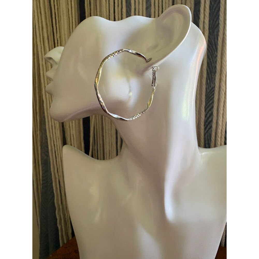 Twisted Silver-Tone Hoop Earrings